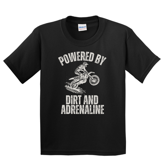 Powered by Dirt and Adrenaline Youth Tee